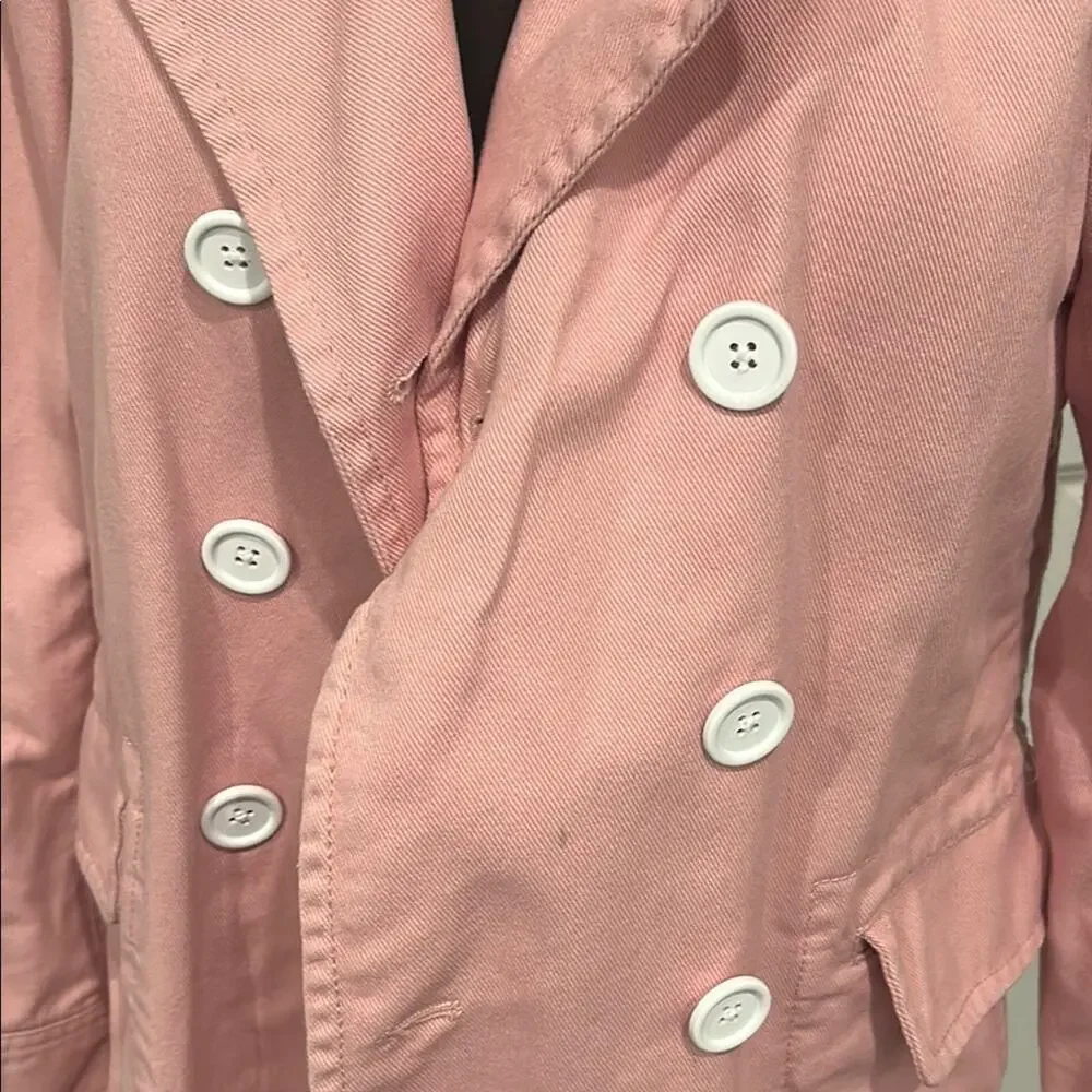 J. Crew Women’s 100% Cotton Pale Pink Peacoat Feminine White Buttons Size 8 - Picture 8 of 13